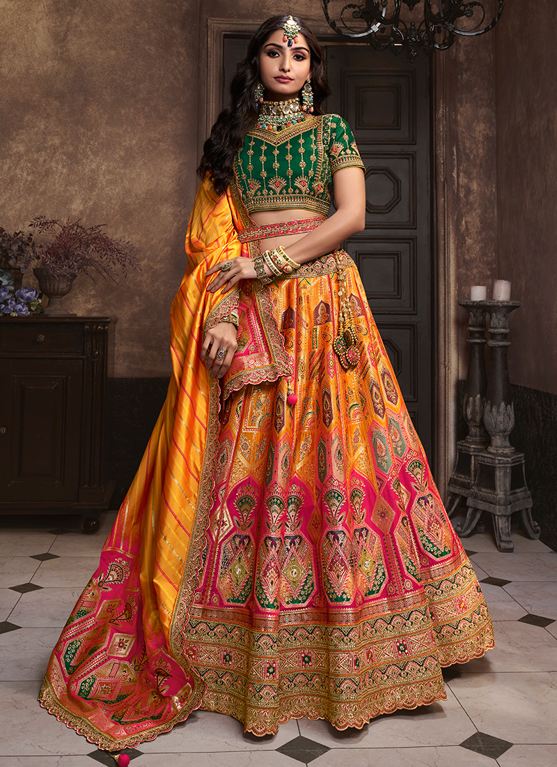 Wedding Wear Old Rose Pink Sequins Embroidered Silk Bridal Lehenga Choli -  VJV Now - India