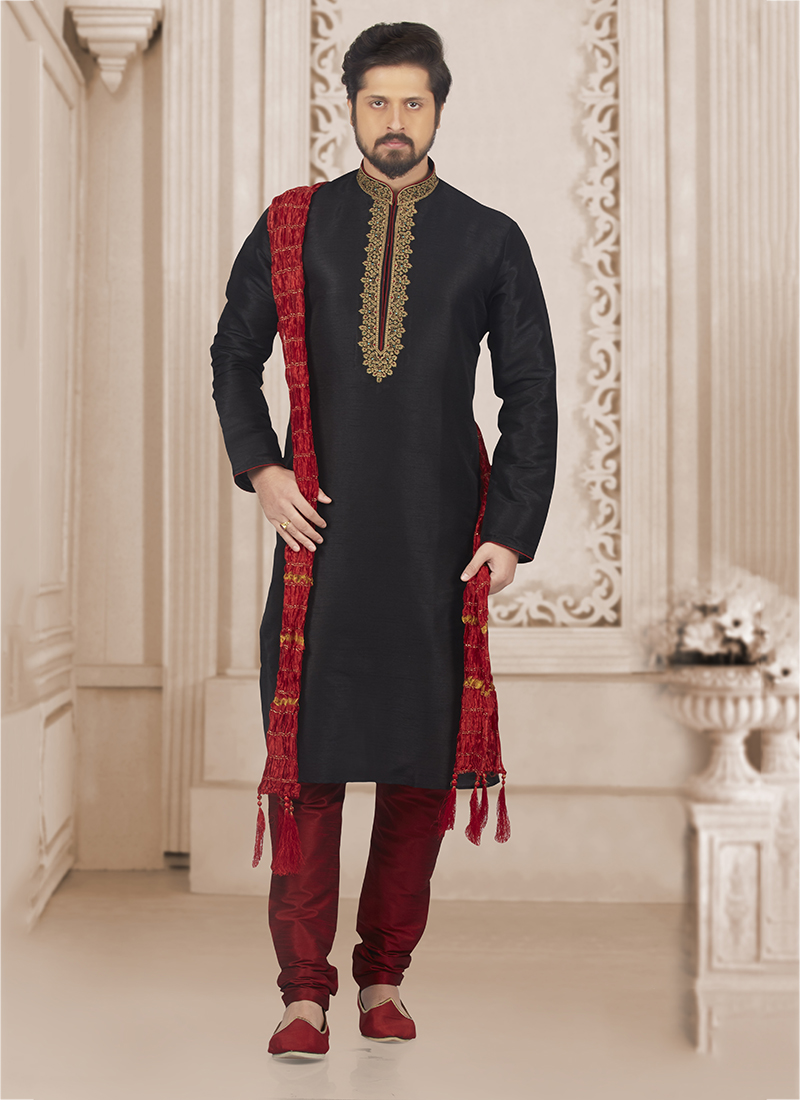 Black kurta red discount pajama