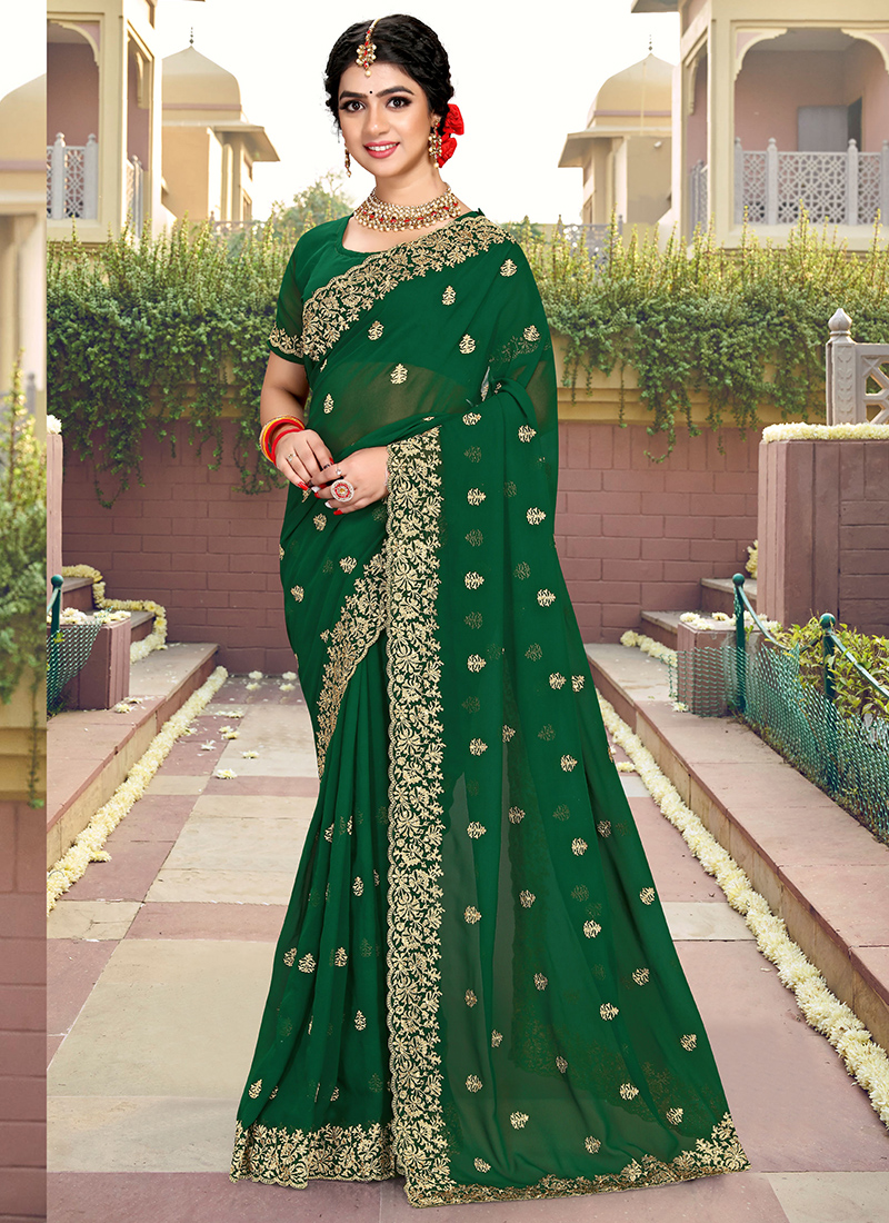 Shop Satin Silk Woven Work Bottle Green Color Saree Festive Wear Online at  Best Price | Cbazaar