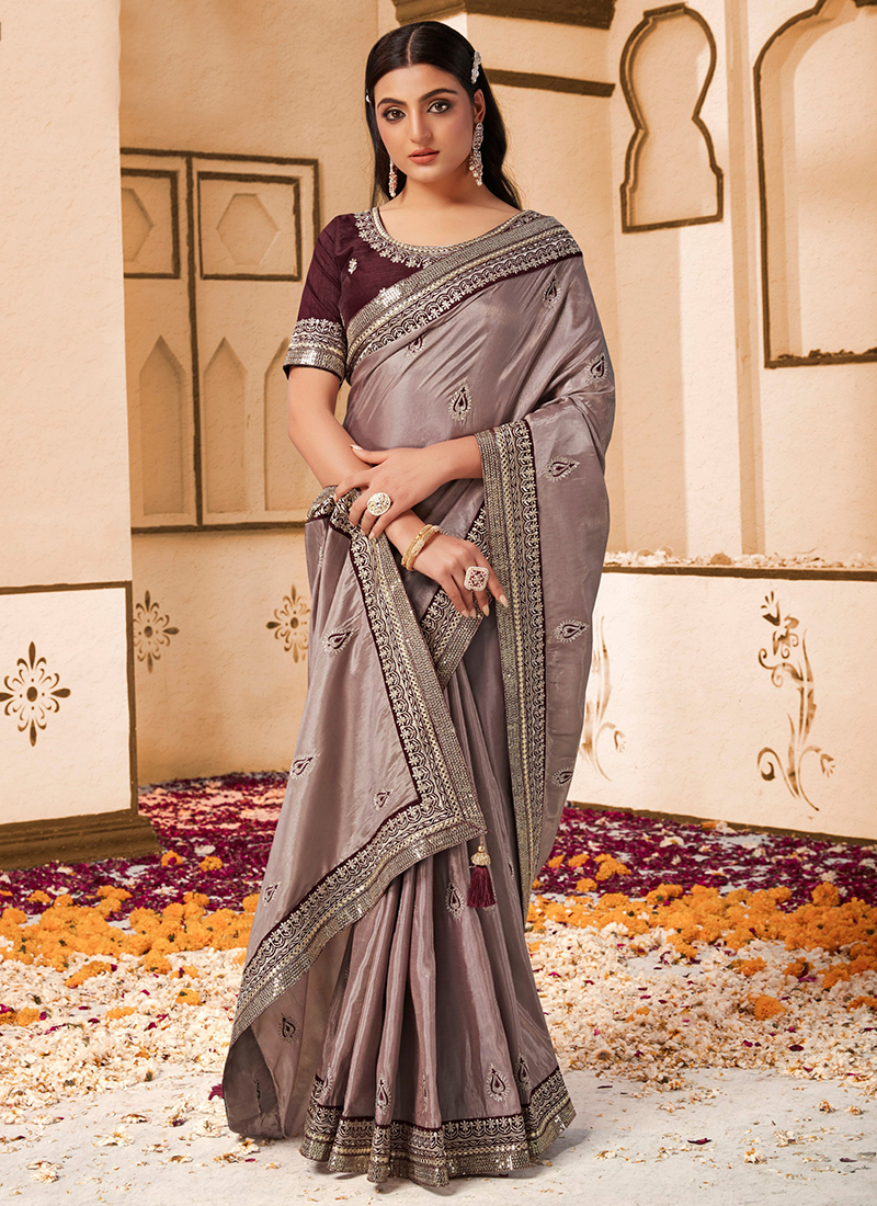 Printed Dark Brown Casual Wear Georgette Saree SARV166323