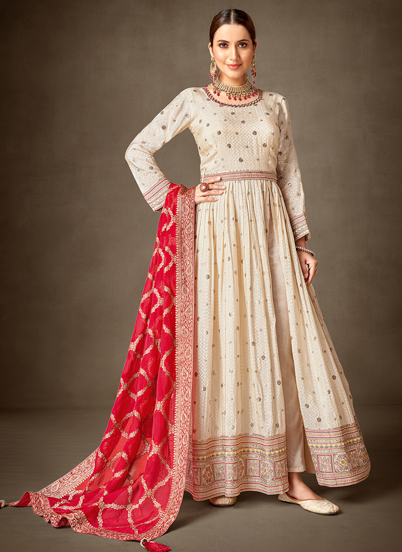 Cream on sale anarkali dress