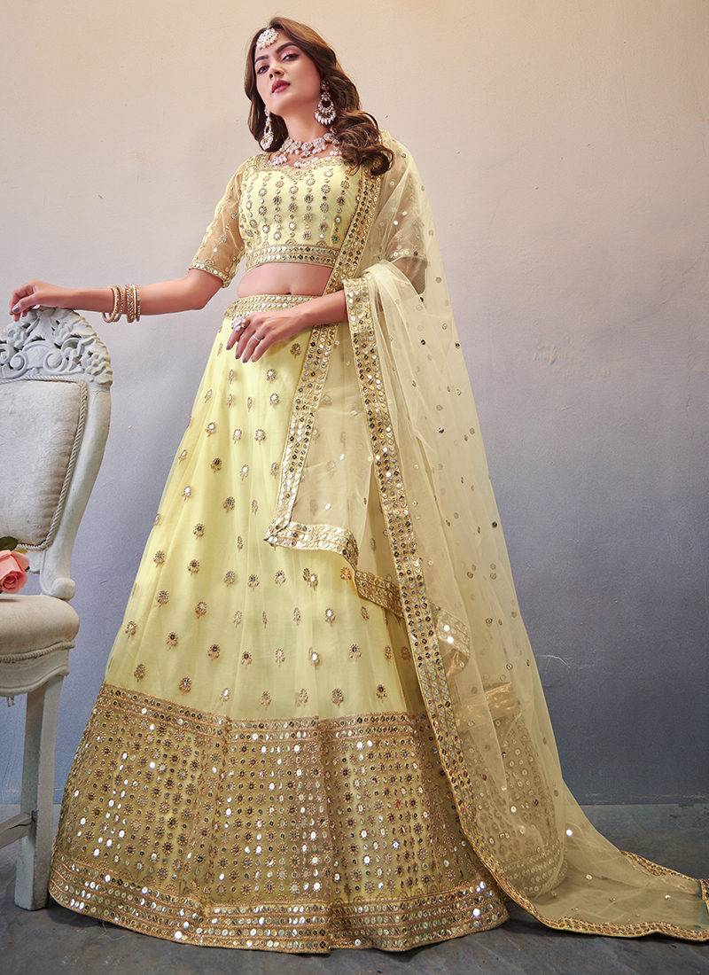 Buy Soch Womens Cream Georgette Embroidered Unstitched Lehenga Choli (Set  of 5) online