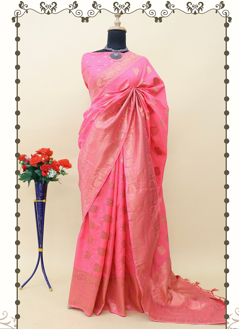 Rani Pink Kanchipuram Pattu Silk Saree – Sunasa