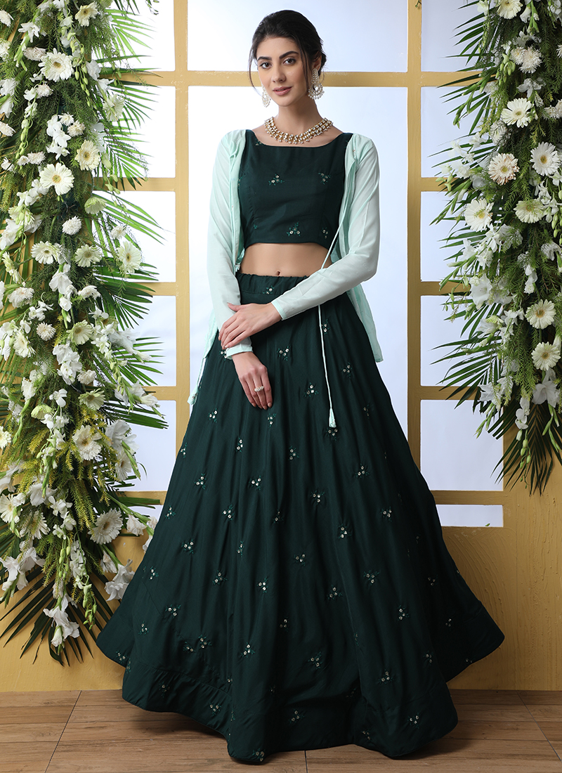 Green Indo Western Style Heavy Designer Work Lehenga Style Suit - Indian  Heavy Anarkali Lehenga Gowns Sharara Sarees Pakistani Dresses in  USA/UK/Canada/UAE - IndiaBoulevard