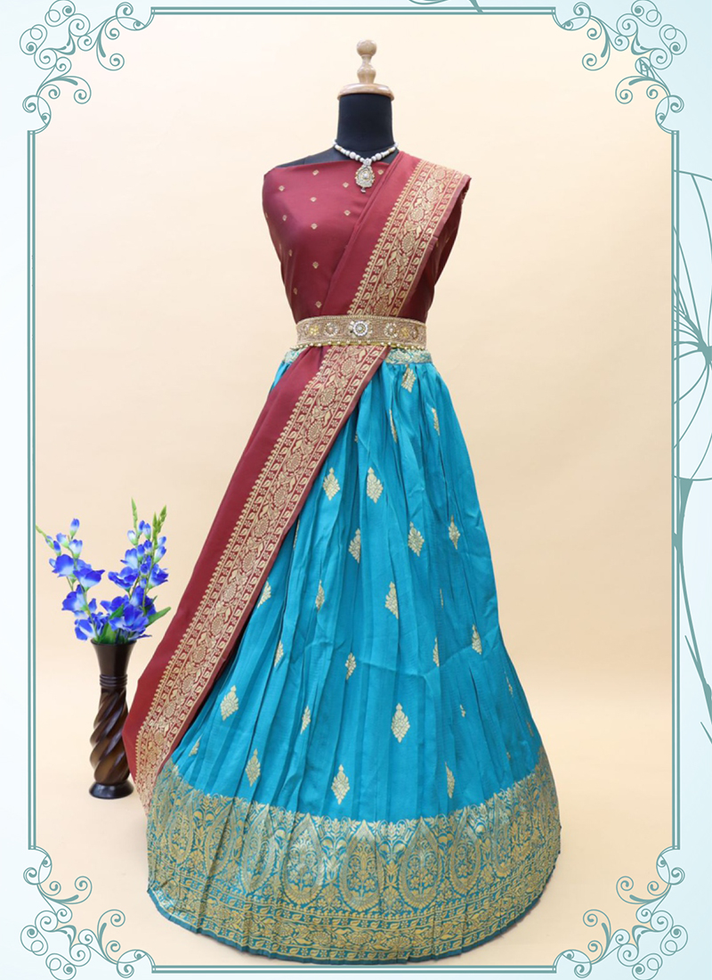 Buy Firozi Color Premium Heavy Net Fabric Lehenga Choli Online - LEHV2893 |  Appelle Fashion