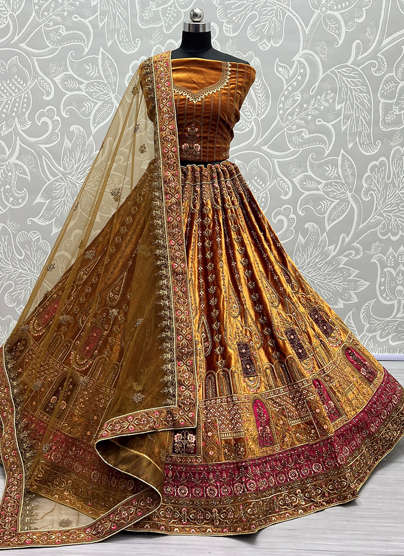 Gold Mirror Work Blouse with White Pearl Lehenga and Net Dupatta |  WaliaJones