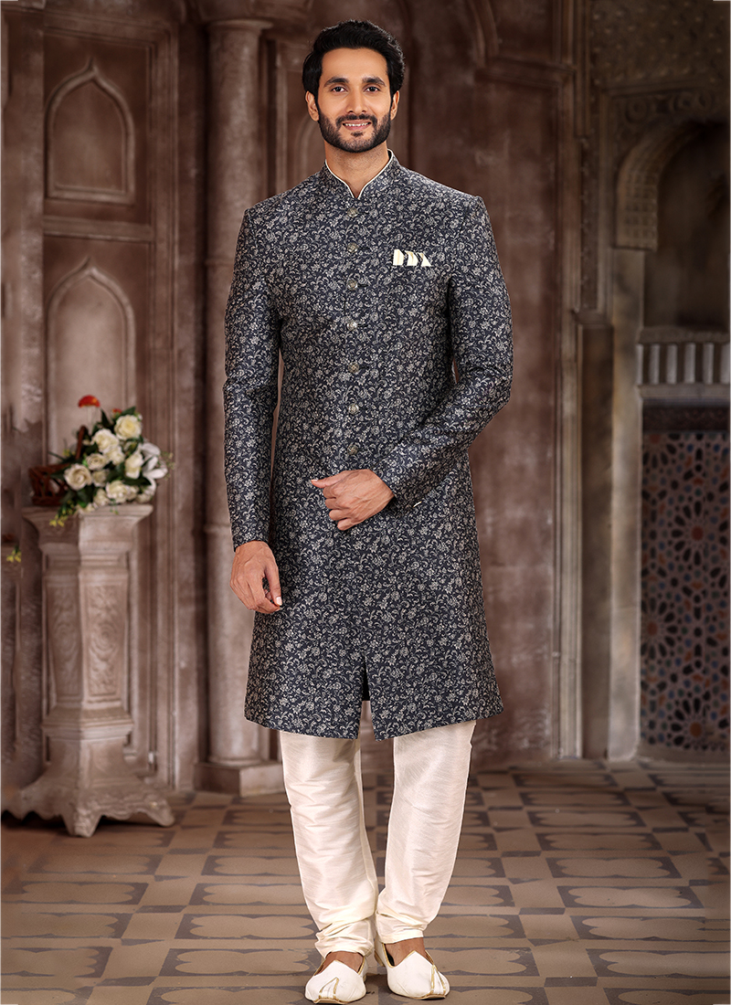 Grey sherwani hotsell