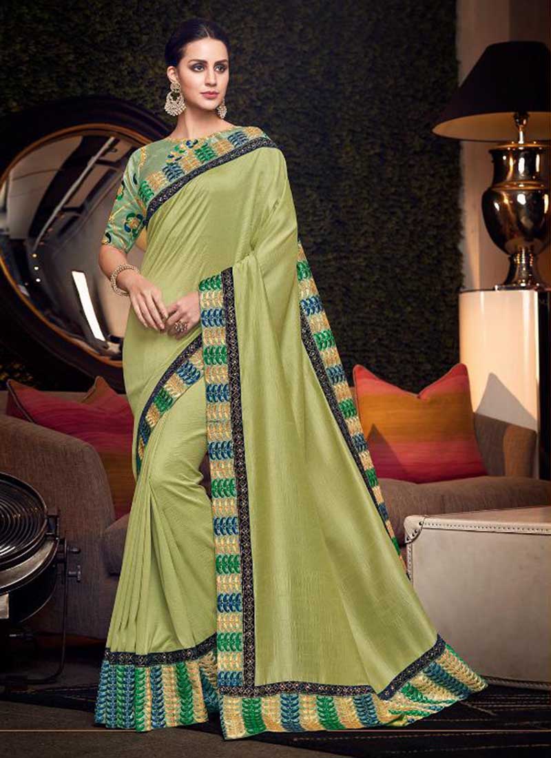 Musturd Yellow Party Wear Fancy Lace Border Saree, 6 m (with blouse piece)  at Rs 499/piece in Surat