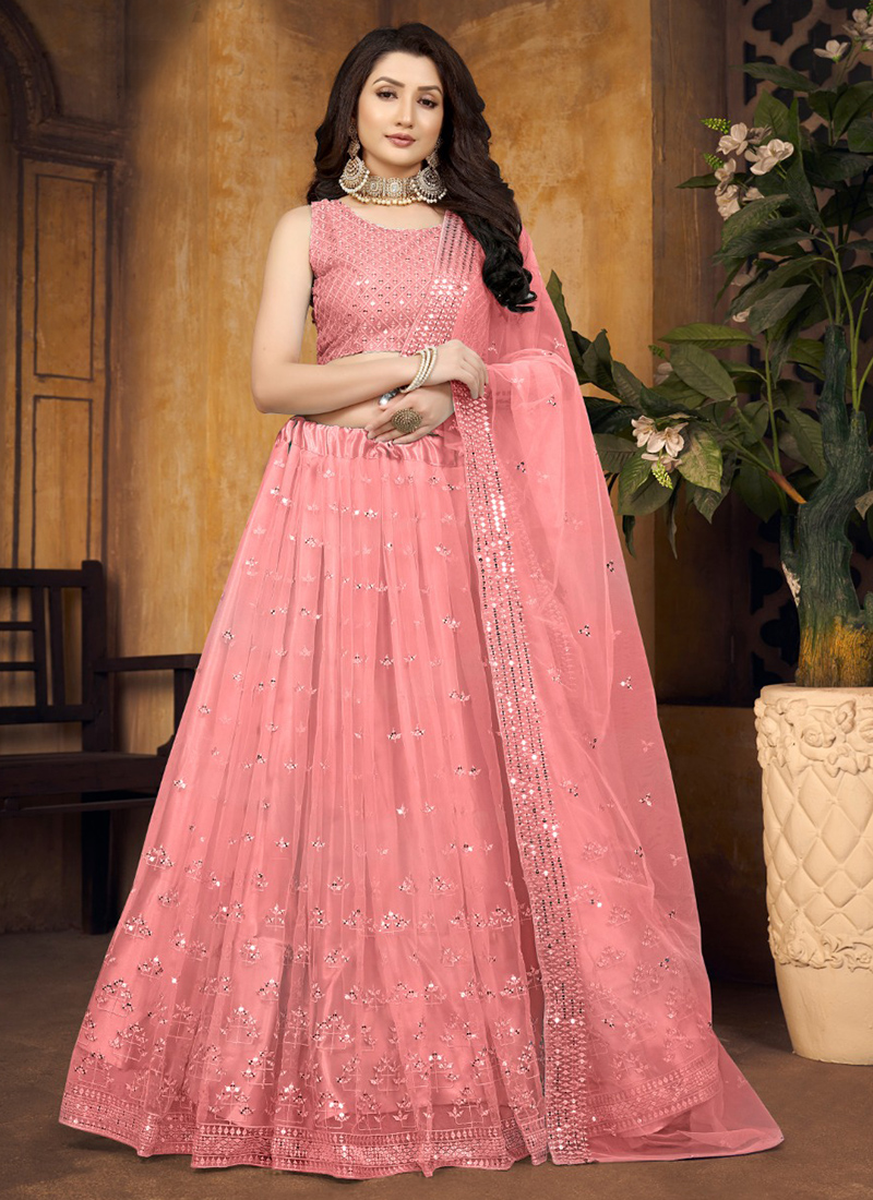 Buy Designer Sarees, Salwar Kameez, Kurtis & Tunic and Lehenga  Choli.Appealing Baby Pink Lehenga Choli