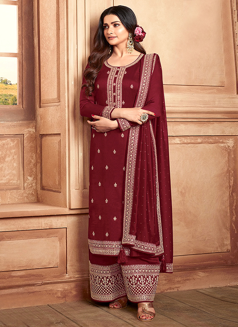 Maroon palazzo clearance suit