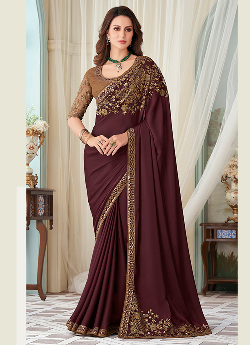 Details 162+ maroon fancy saree best