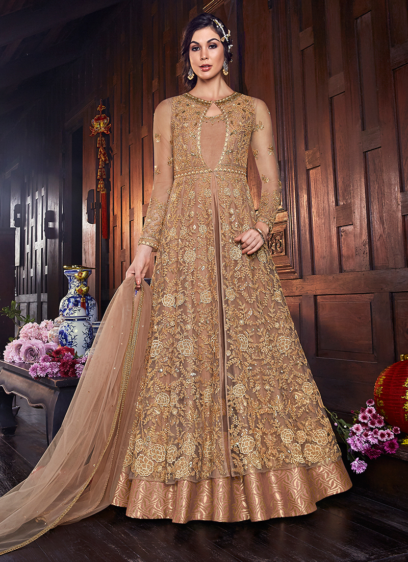 Rose store gold anarkali