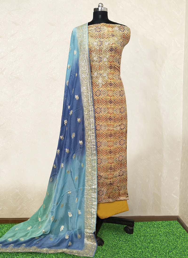 Buy Festival Wear Green Hand Work Pure Dola Silk Punjabi Dress Material  Online From Surat Wholesale Shop.