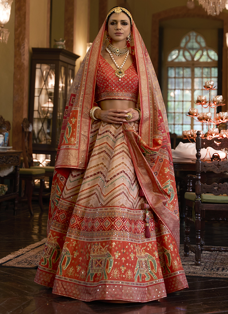 Rusty Orange Indian Wedding Outfit: Women's Mirrorwork Lehenga Choli |  Indian bridal outfits, Indian bridal lehenga, Indian wedding outfit