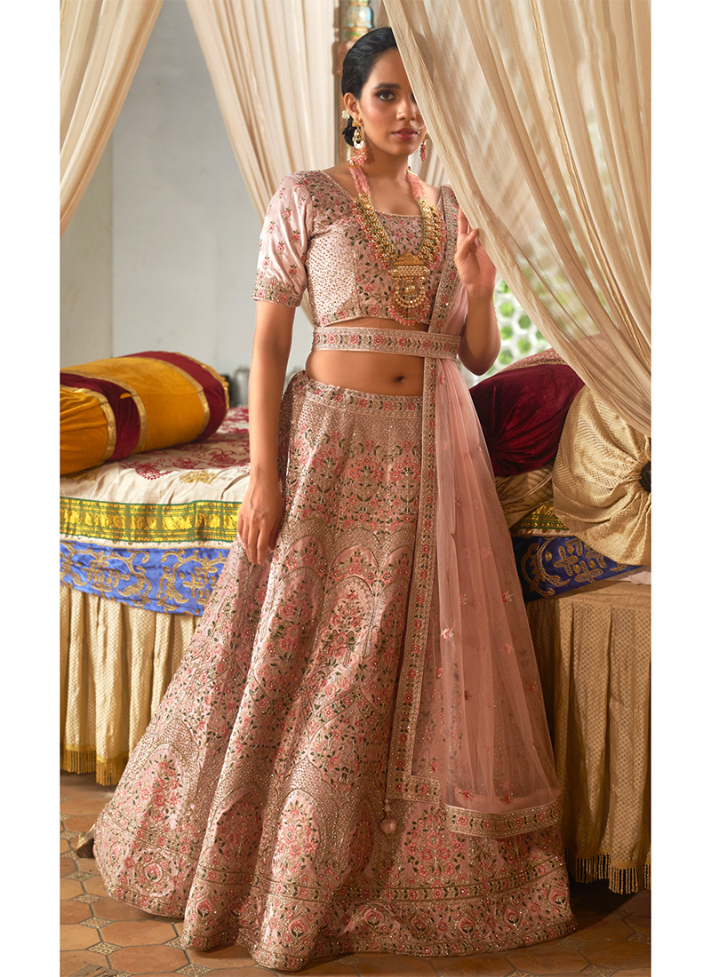 Pink Color Mirror Work Designer Lehenga Choli