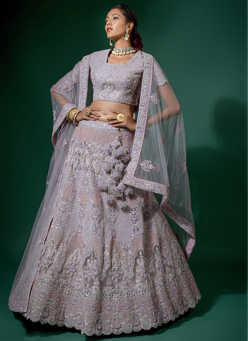 Dusty Purple and Silver Embroidered Lehenga | Purple lehenga, Wedding  lehenga designs, Indian wedding outfits