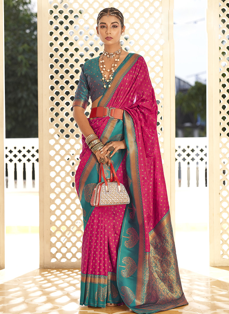 Shades Of Purple Paithani Silk Saree – Ethnos