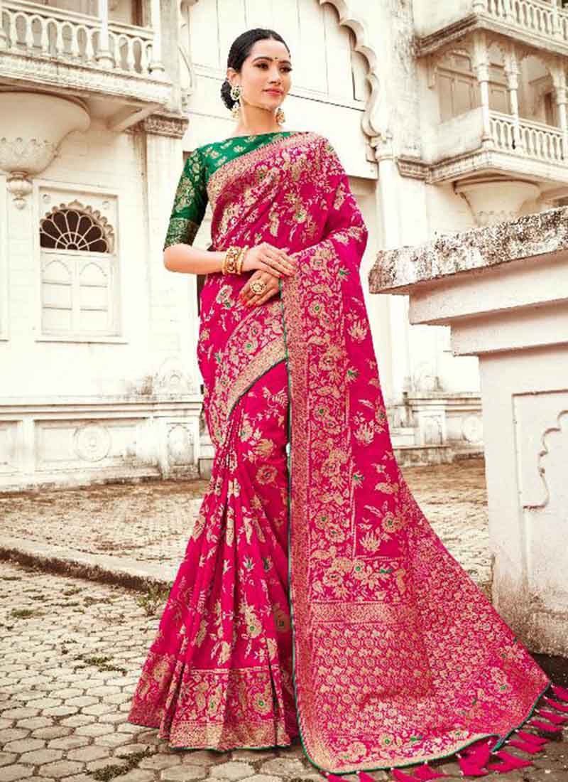 Buy Rani Resham Work Georgette Saree Online