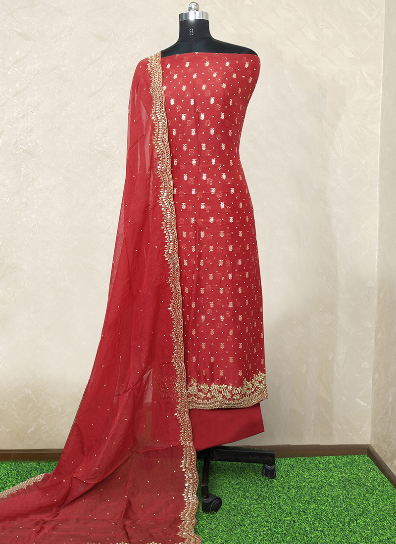 Canary cotton punjabi dress material with mulmul dupatta | Kiran's Boutique