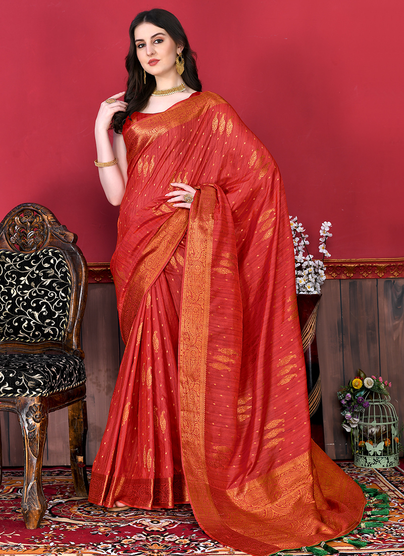 Buy Dark Pink Katan Silk Saree Online in USA with Zari Minakari Jaal – Pure  Elegance