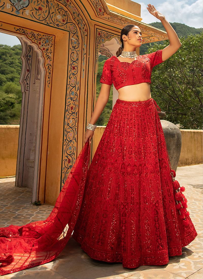 Red colour hot sale ghagra choli