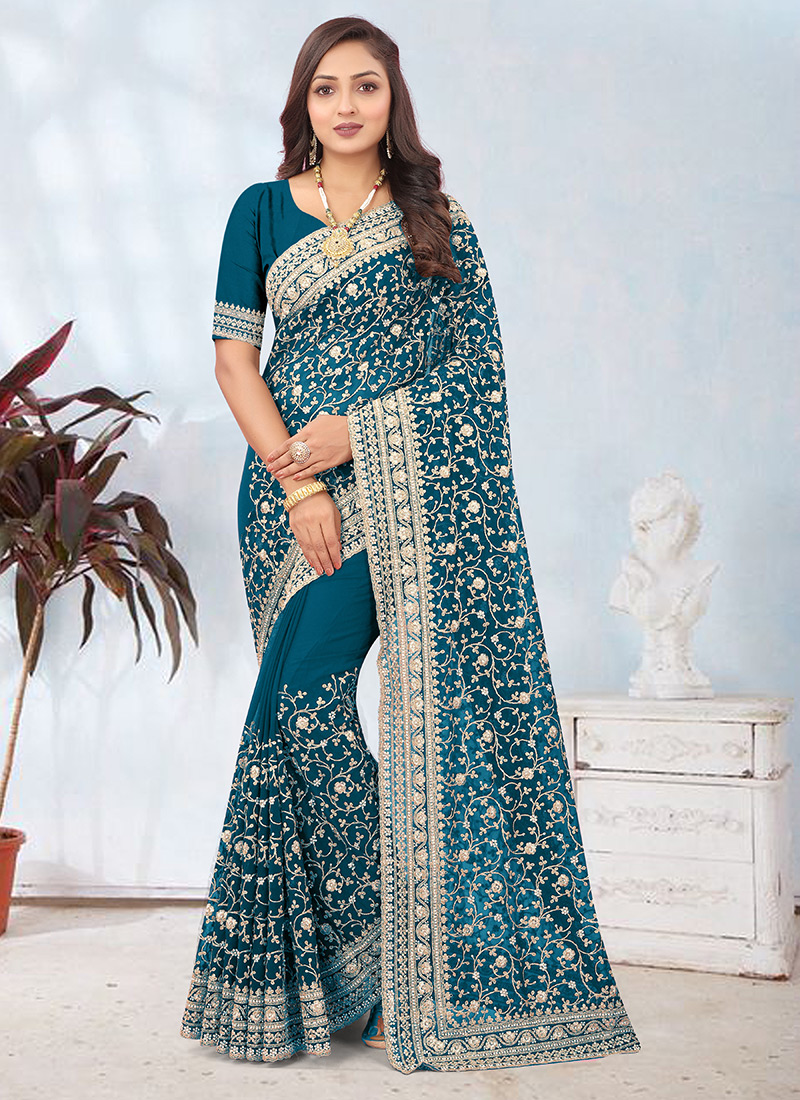 Sky blue georgette saree with chikankari #saree #blouse #houseofblouse  #indian #bollywood #style #… | Blouse designs indian, Designer blouses  online, Blouse designs