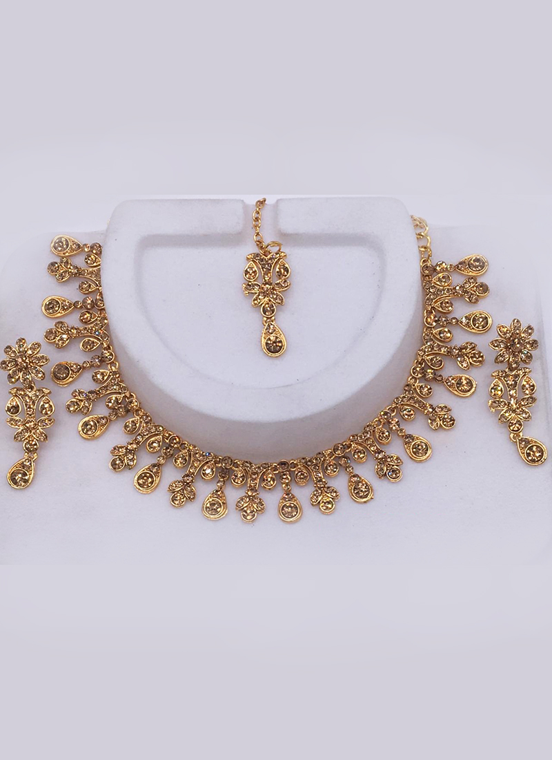 Buy Traditional Designer Gold Plated Necklace With Earrings