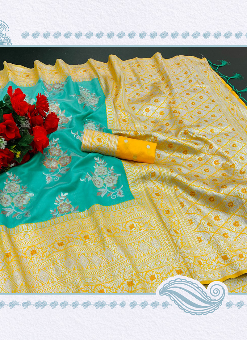 soft silk light blue woven saree, festival wear