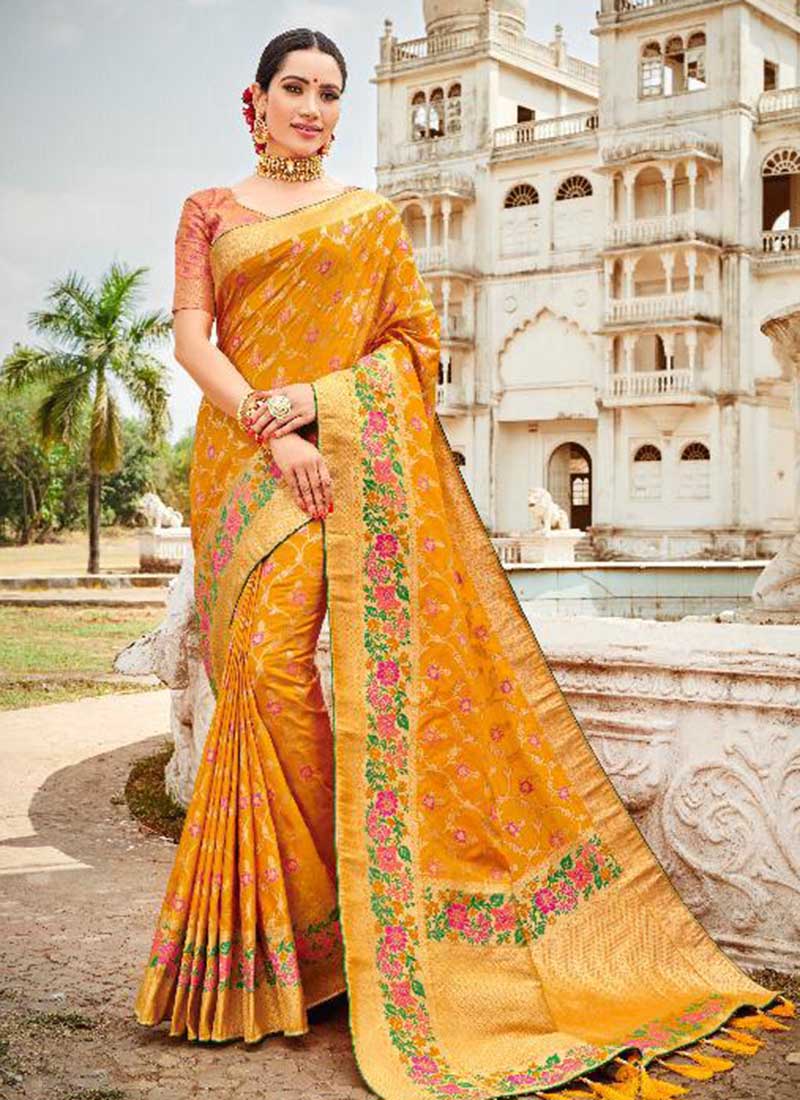 Lovely Yellow Net Wedding Wear Designer Saree -- Miraamall - USA UK Canada