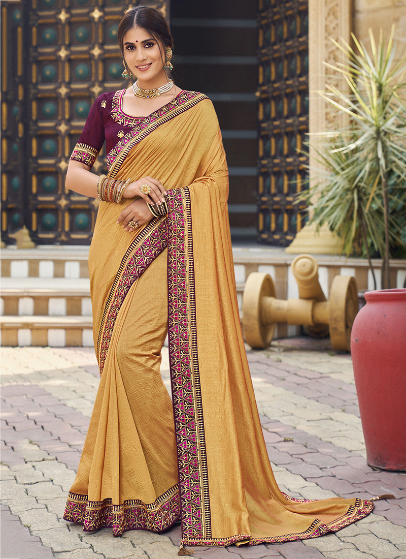 Georgette border work store saree