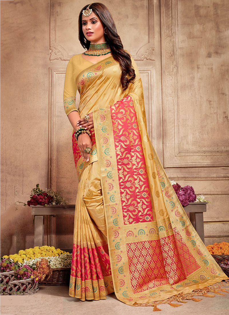 Pure Georgette Viscose Silk Saree Red Color With Embroidery Work - Bridal  Banarasi Saree - Saree