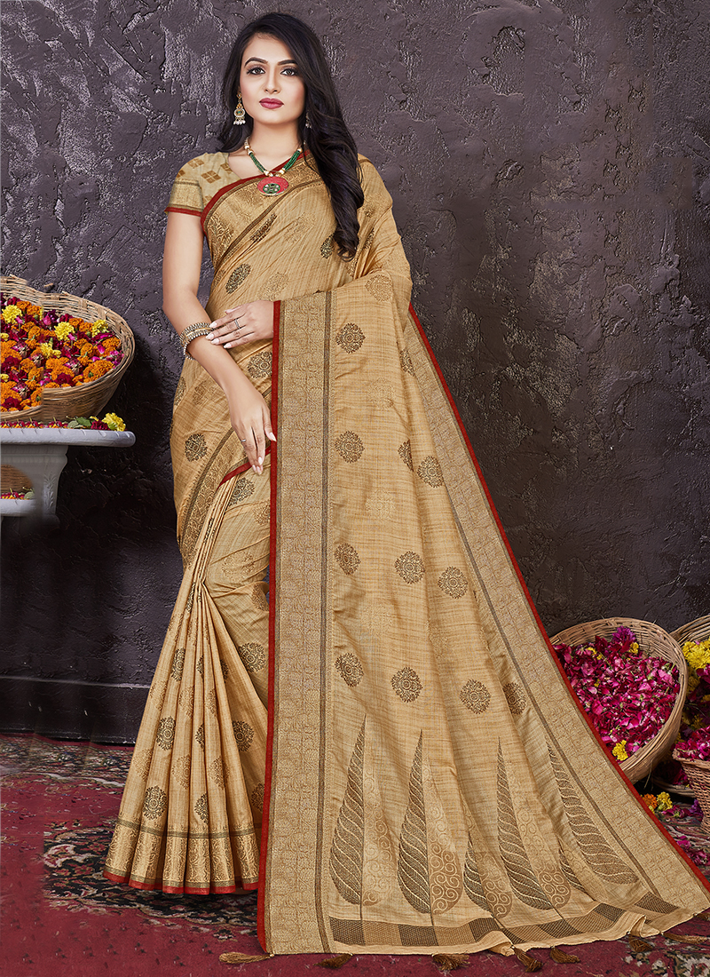 Royal Coffee Banarasi Beautiful Zari Work In Form Of Traditional Motif –  garment villa