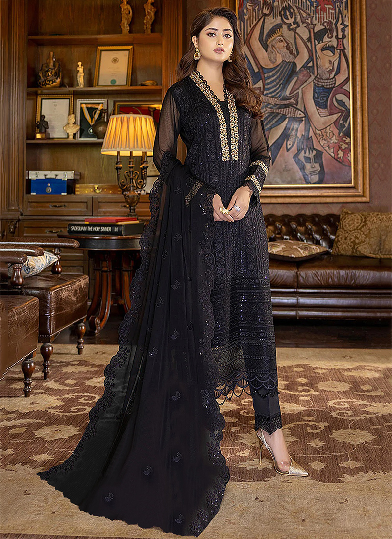 Energetic Black Color Partywear Anarkali gown | Asian bridal wear, Gowns,  Indian wedding dress