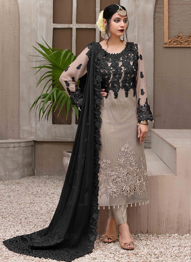 Pakistani black shop suit design