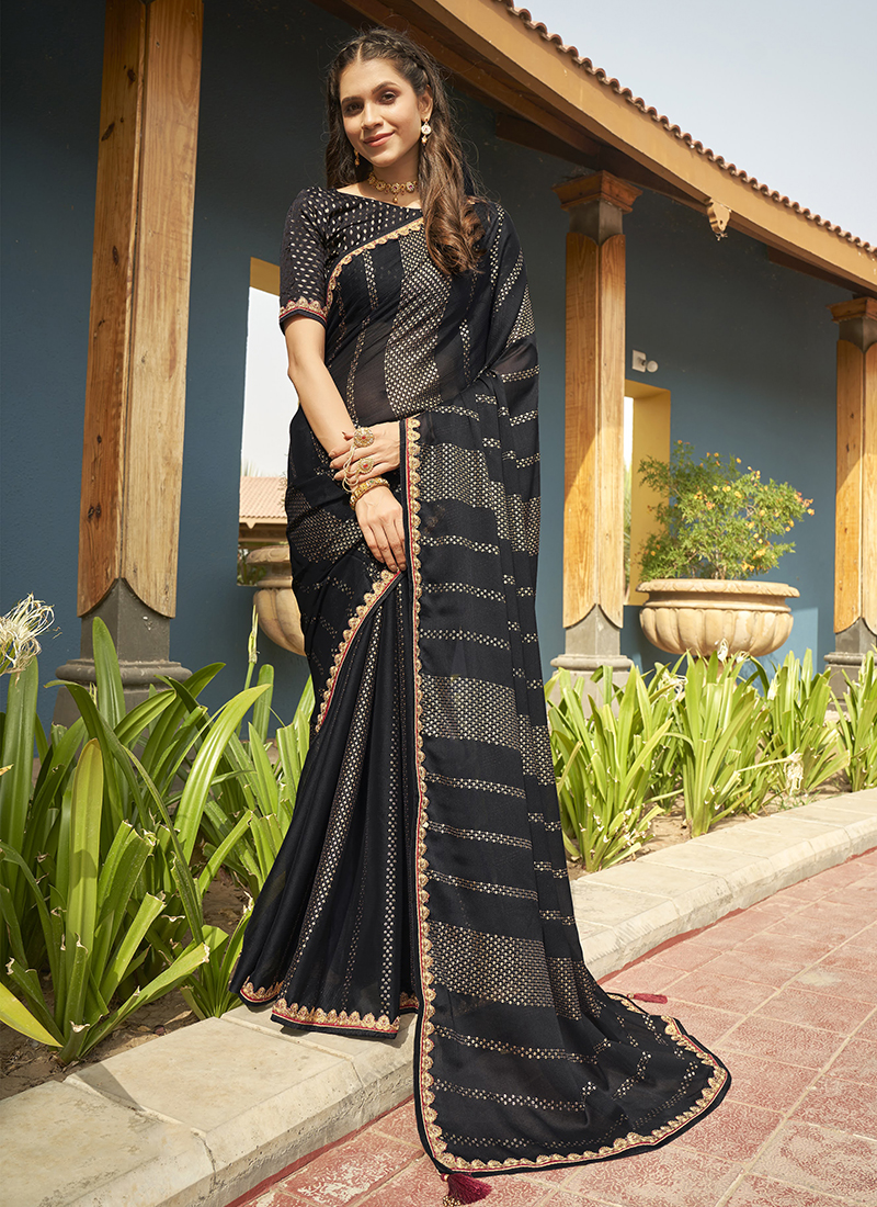 Shop the Hottest Black Floral Saree Online Now