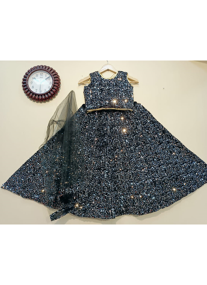 Party Style Designer Black Lehenga Choli For Girls In Fancy Fabric