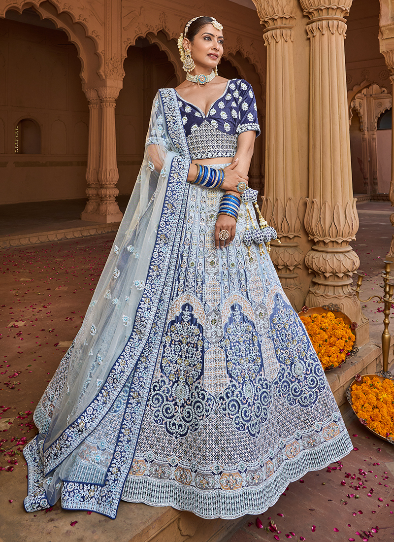 20 Bridal Silver Lehengas That Will Make You Fall In Love With The Color! -  Wedbook | Engagement dress for bride, Couple wedding dress, Indian wedding  outfits