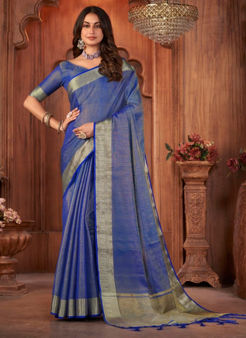 Trending Printed Linen silk saree dvz0002263 | fancy linen sarees -  Dvanza.com