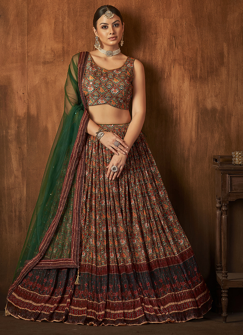 Multicolor Silk Wedding Lehenga Choli with Digital print - LCU6802