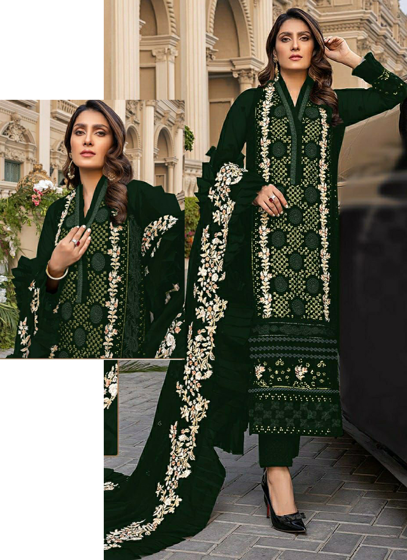 Dark green deals pakistani suit