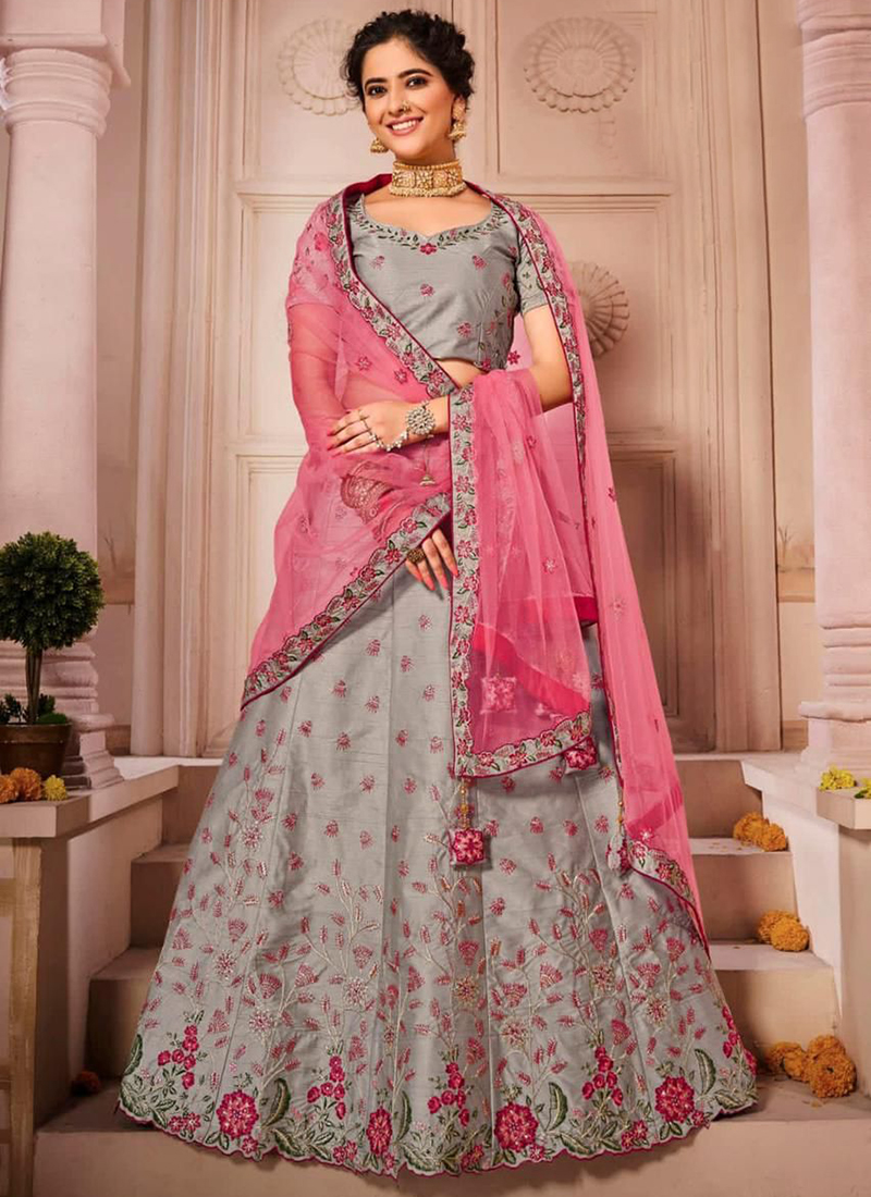 Buy Glamorous Pink Sequins Georgette Engagement Wear Lehenga Choli Online  At Ethnic Plus