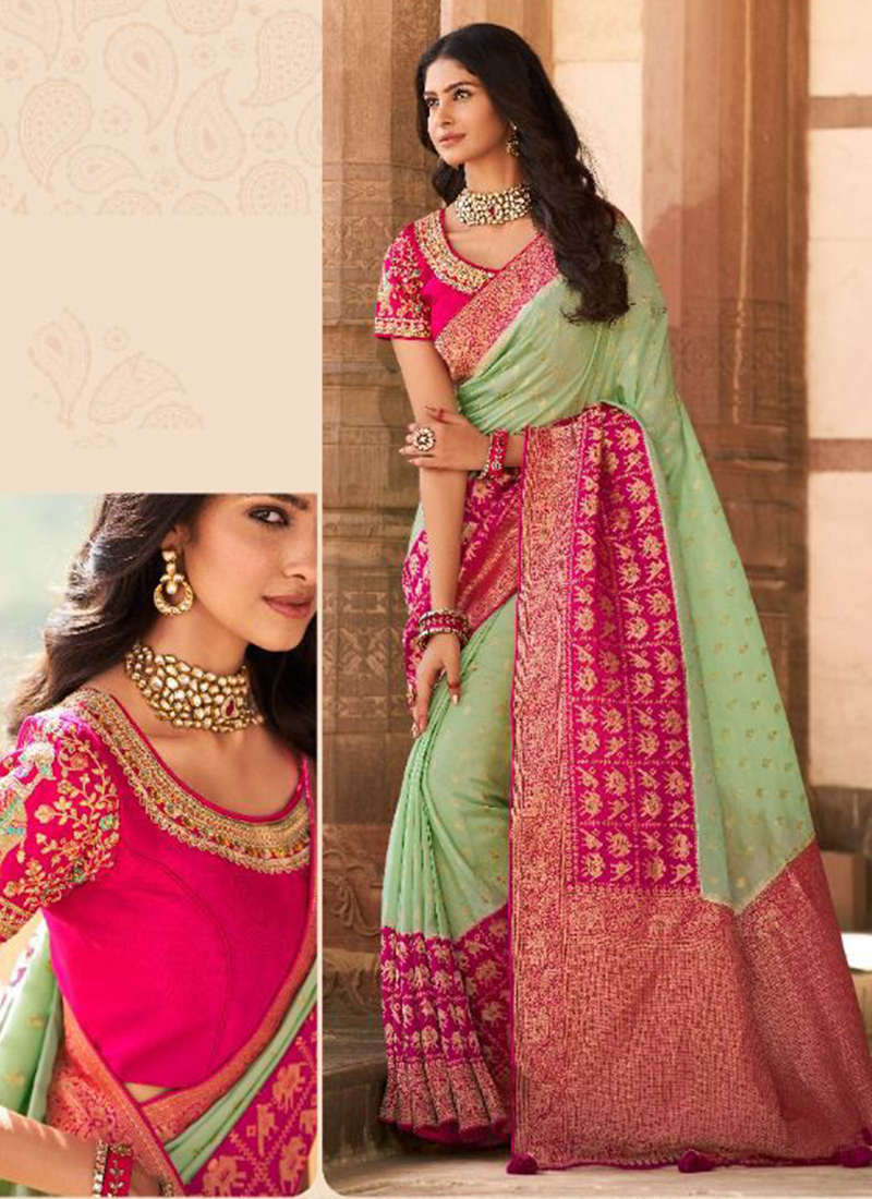 Wonderous Green Engagement Trendy Saree