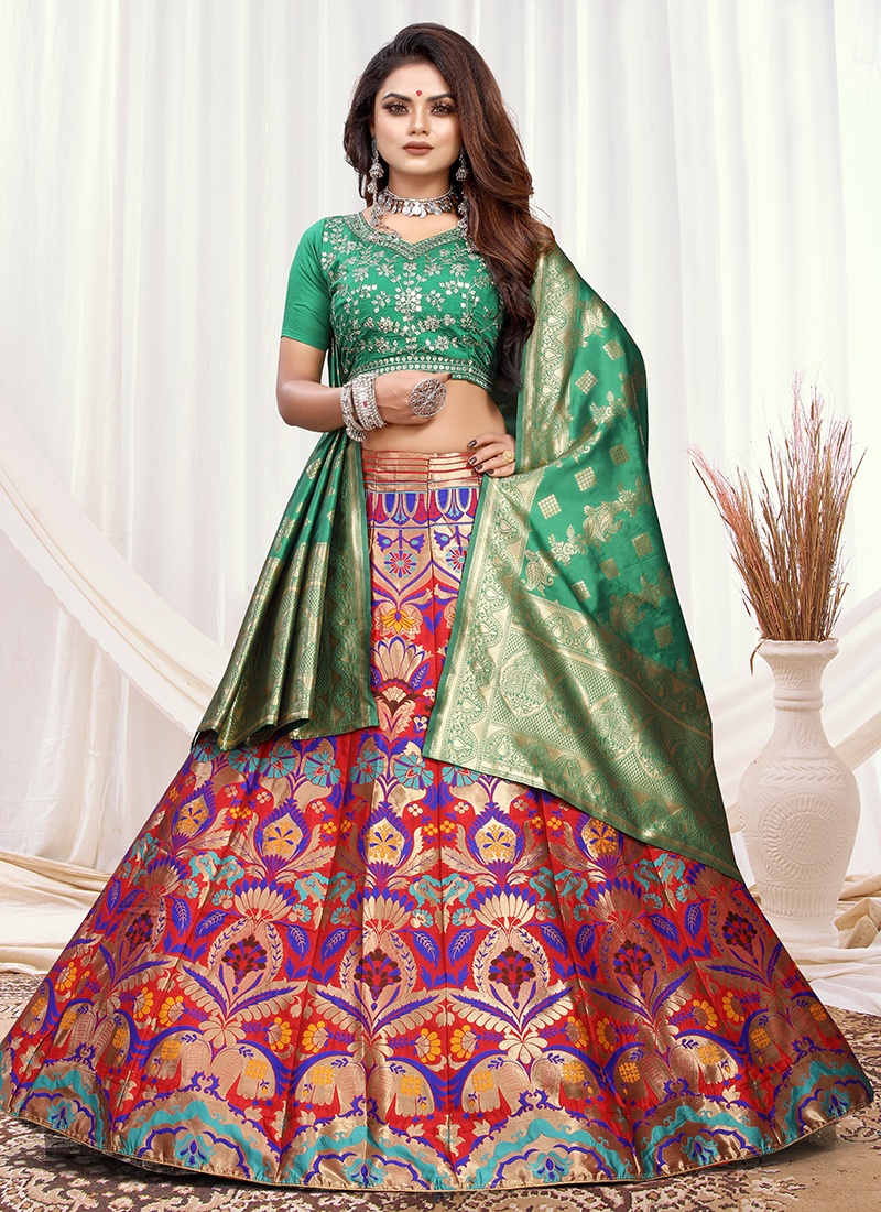 Buy Banarasi Silk Pink Trends Lehenga Choli Online for Women in USA