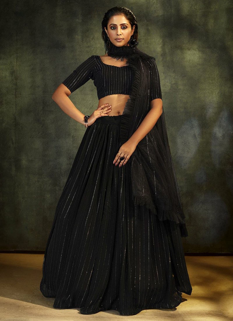 Buy Black Cotton Plain Lehenga Choli Online At Zeel Clothing