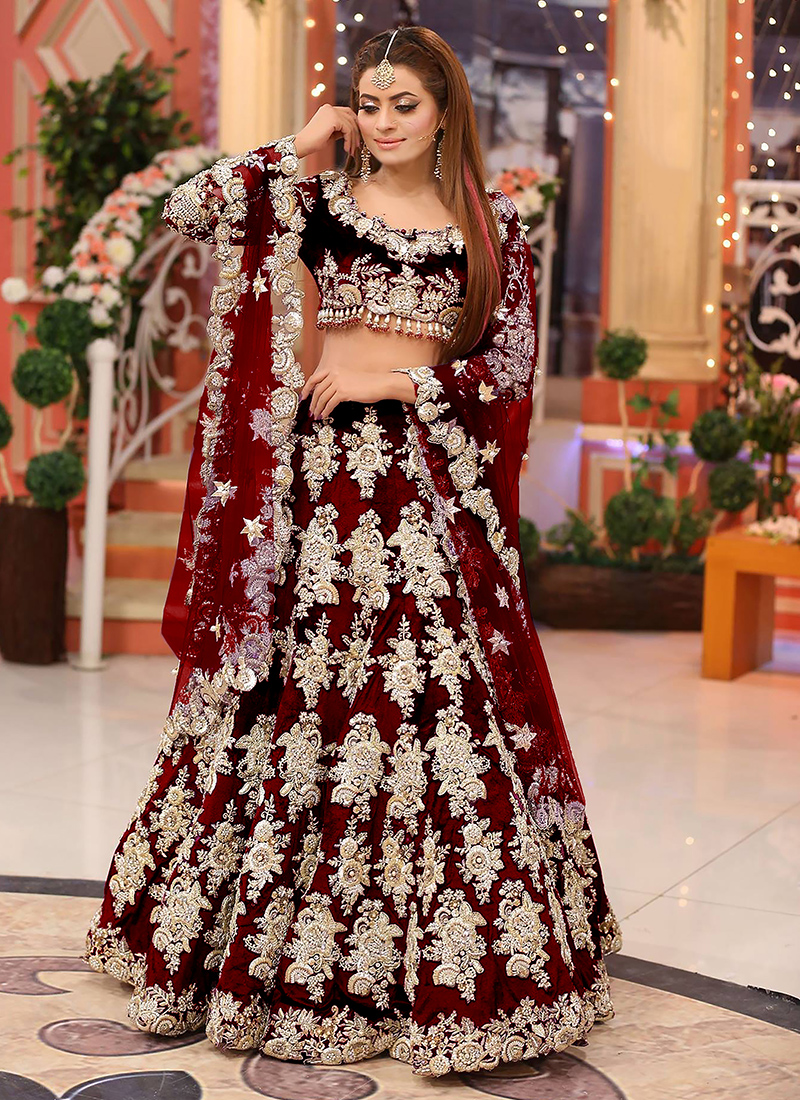 Maroon Bridal Lehenga | Best Traditional & Ethnic Wear Clothes For Women  at- Sagar Saree