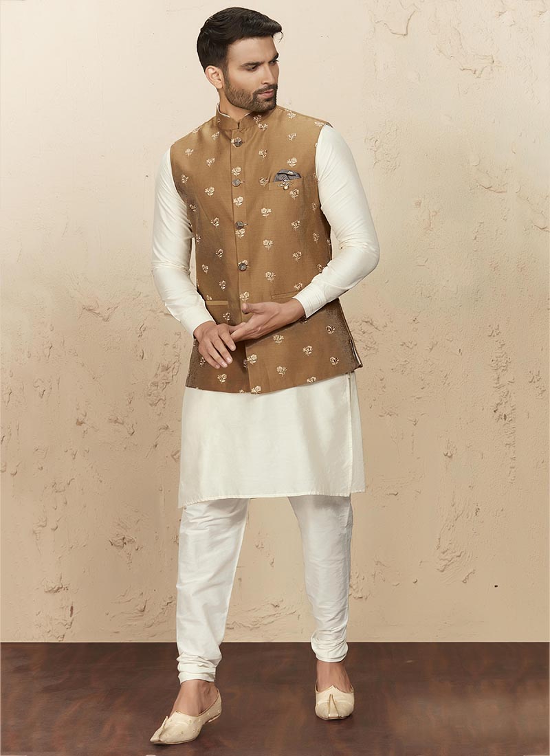 Kurta pyjama hot sale with waistcoat