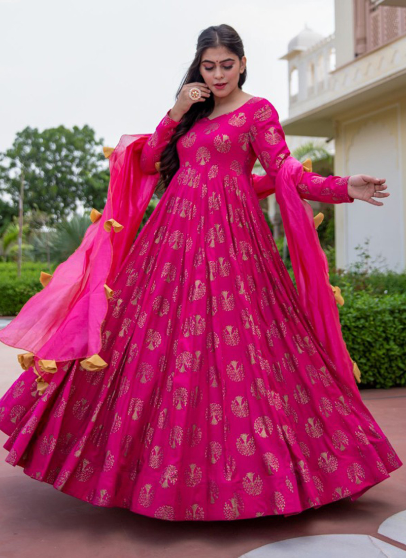 Rani Pink Silk Lehenga Choli - Attractive Party Wear
