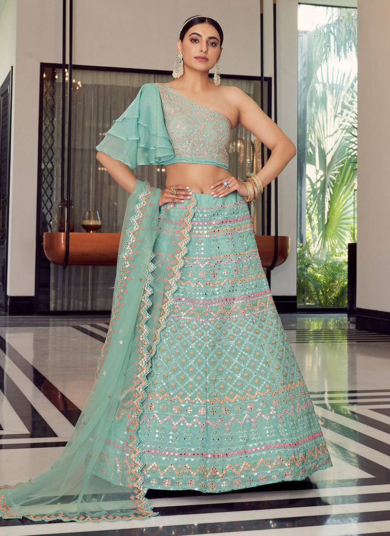 New Bandage Silk Lehenga with Heavy Aari work Gota Patti lace border - –  www.soosi.co.in