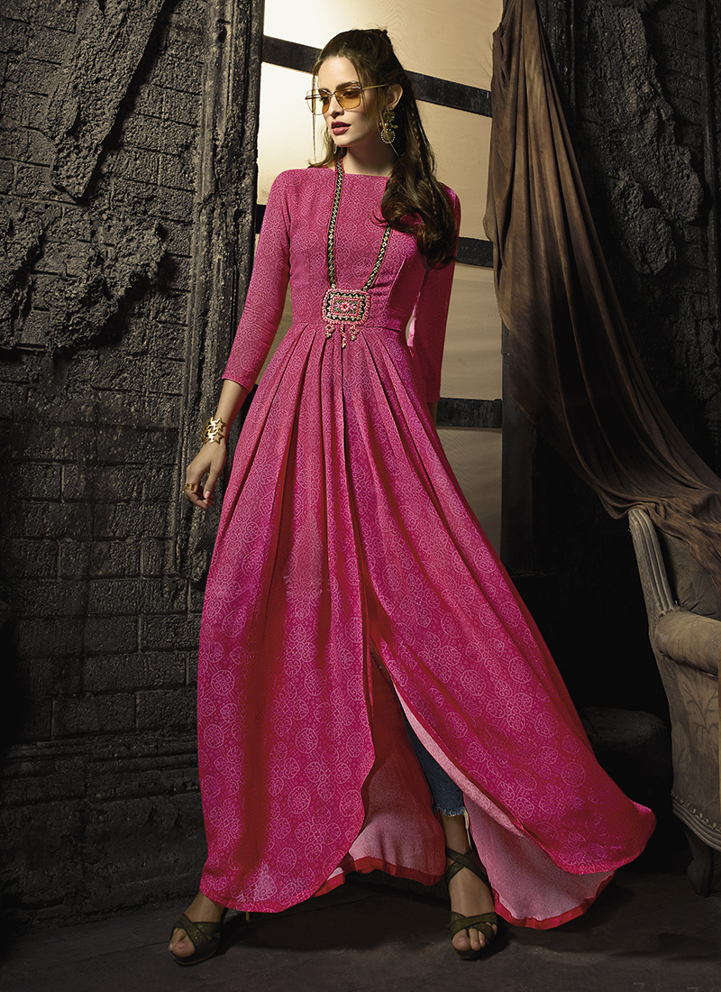 Pink party 2025 wear kurti