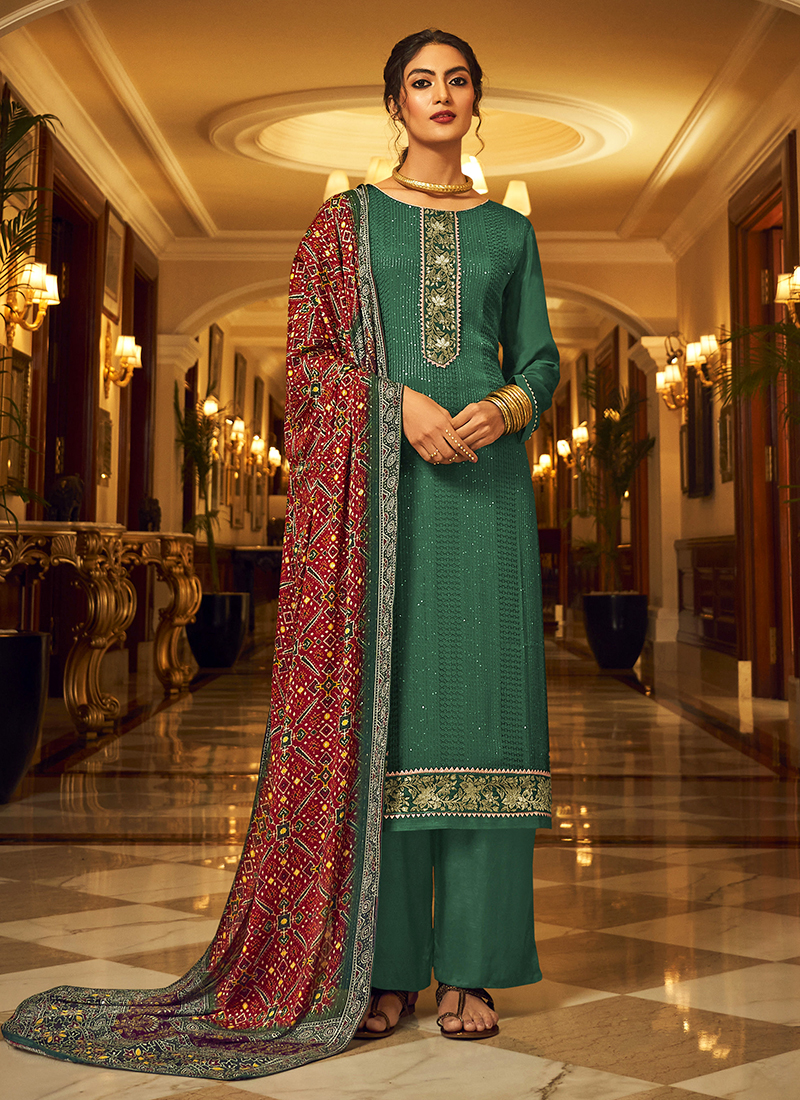 Green clearance palazzo suit